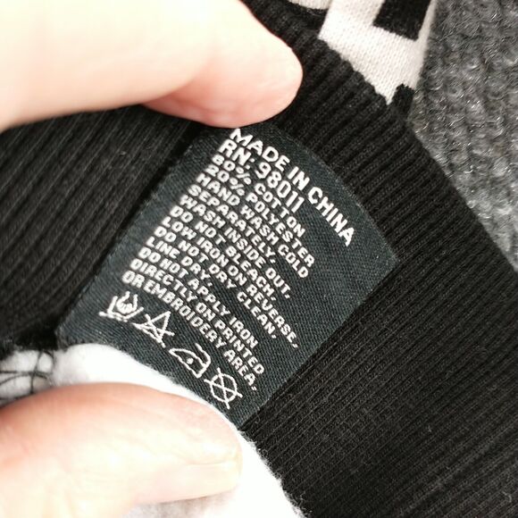 Hustle Gang Industrial Men's Pullover Hoodie Large Multi Fair Isle Elbow Patch - Picture 12 of 15